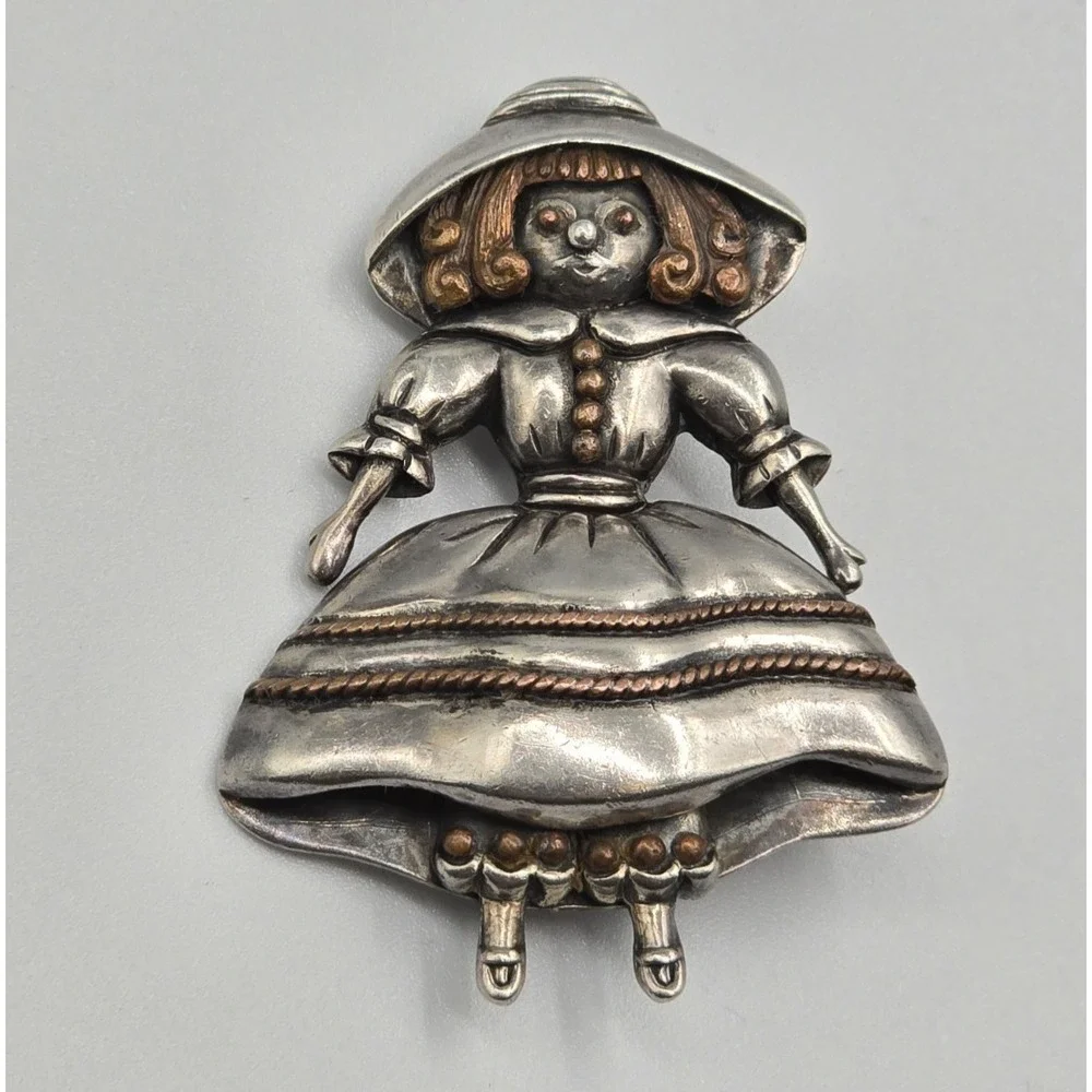Vintage Margot de Taxco Sterling Silver Brooch Girl Pin Mexico - Picture 7 of 9